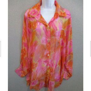 Vintage Pacific ID One Size Fits Most Sheer Beach Cover-Up Bright Print